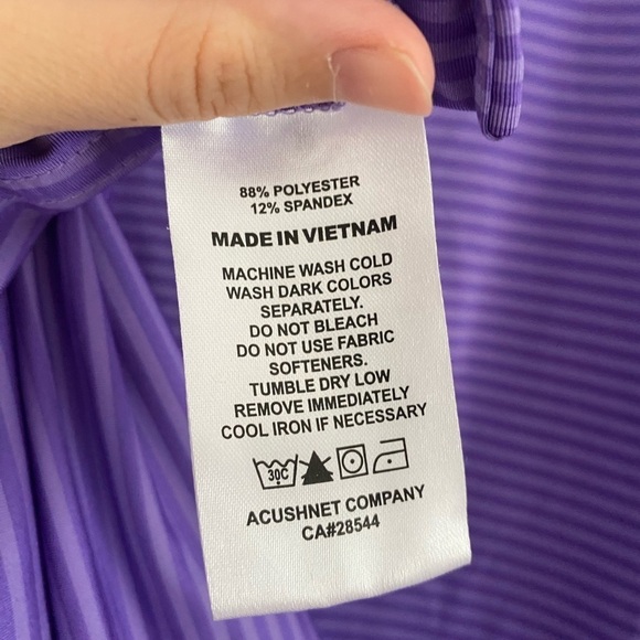 FOOTJOY Performance Golf Short Sleeve Pique Polo Men’s Size L in Purple Stripe - Picture 9 of 9